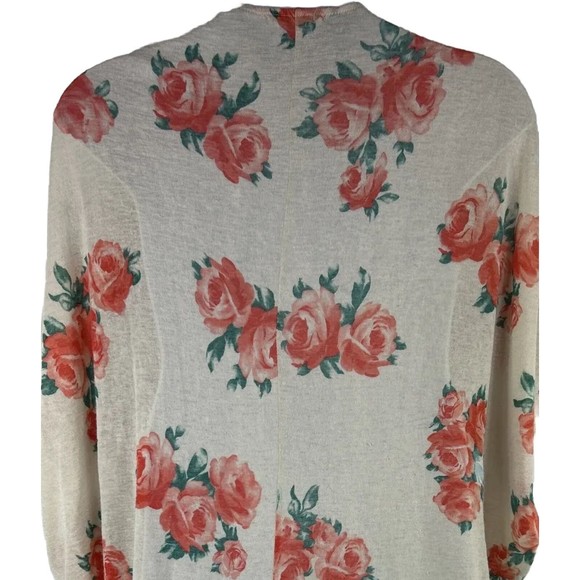 Painted Threads Medium Floral Green Orange Knit Open Cardigan Preppy Cottage - Picture 5 of 10